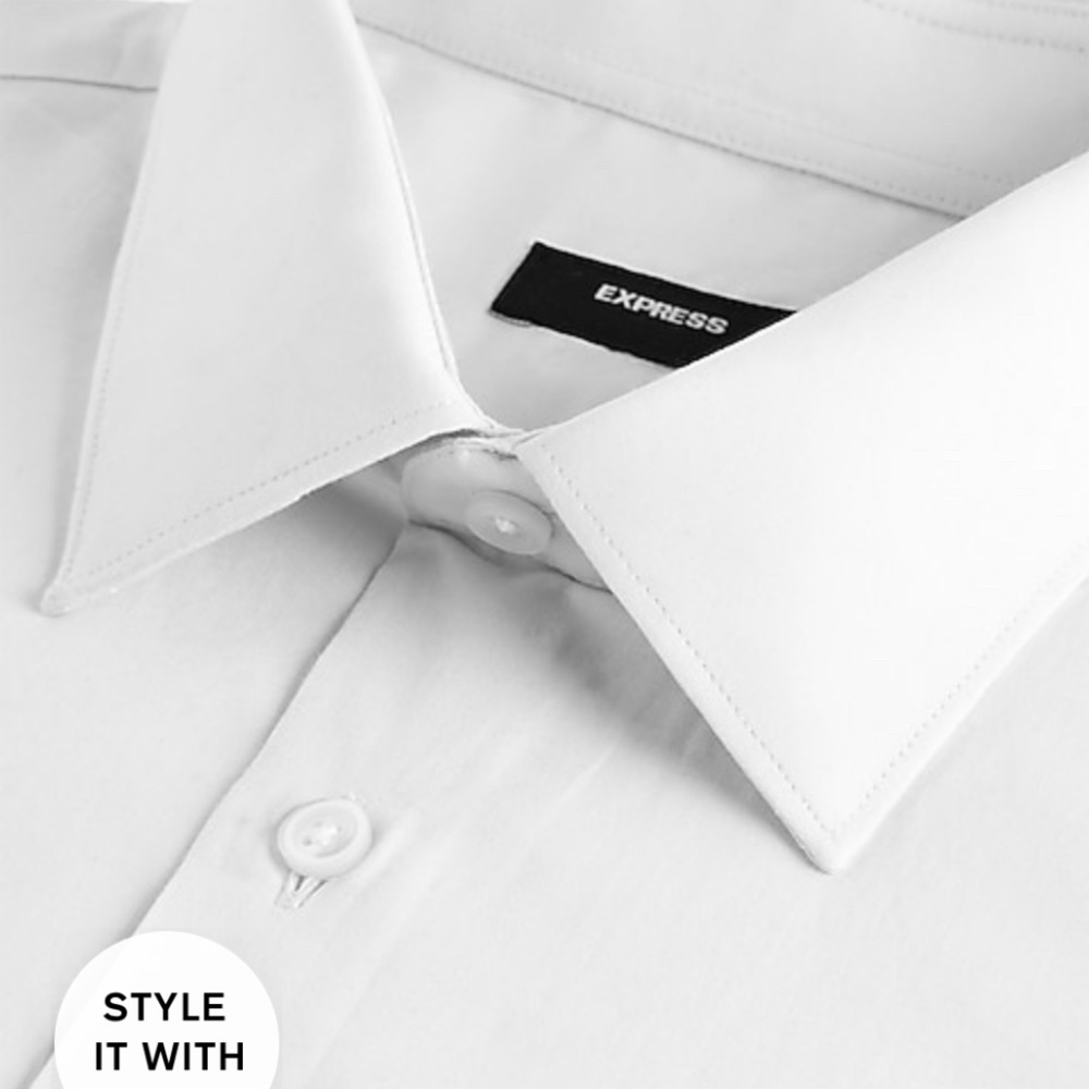 White Express Slim 1mx dress shirt. Medium Tall.